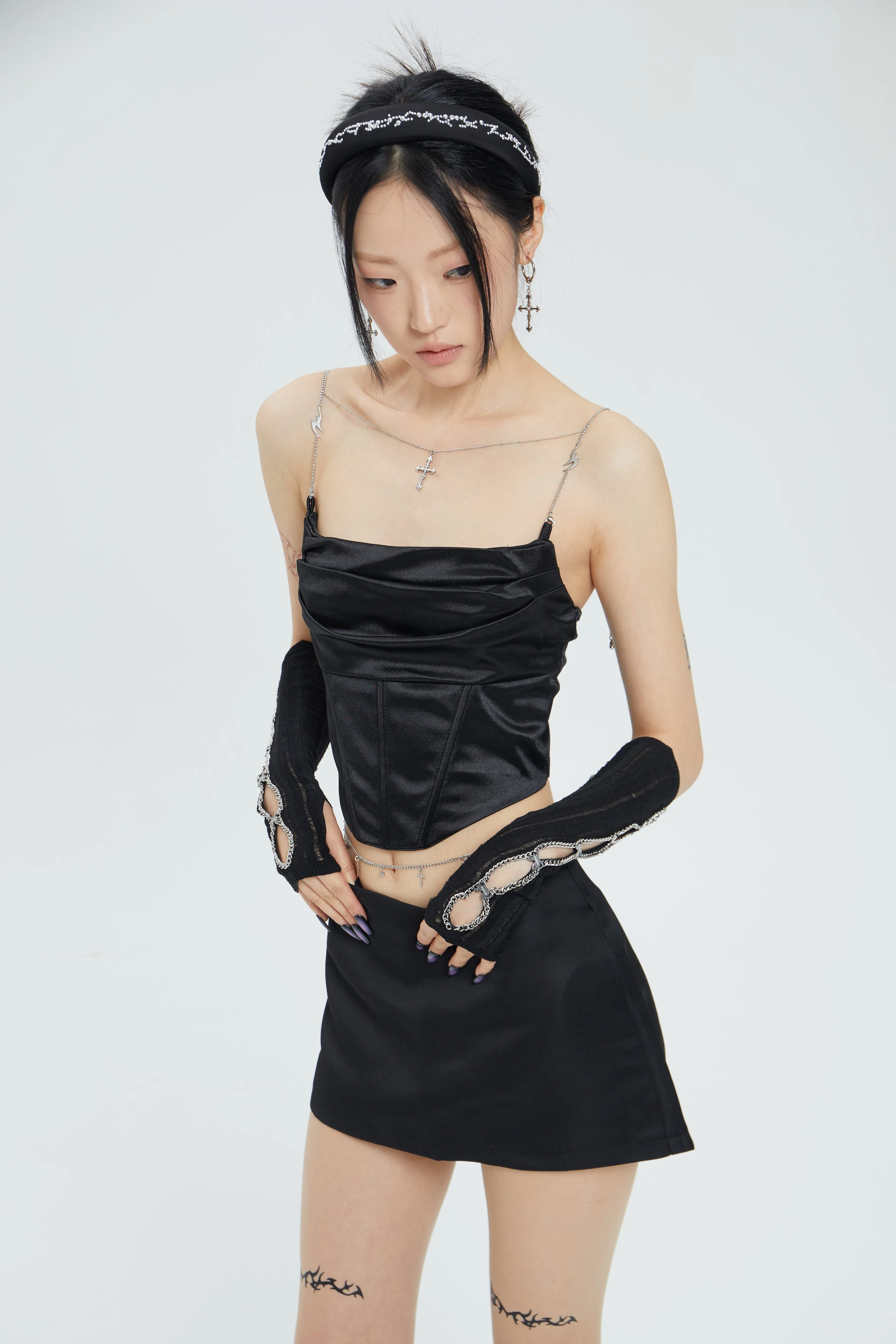 40% OFF!  Fervooor chrome heart lily crucifix detachable shoulder chain