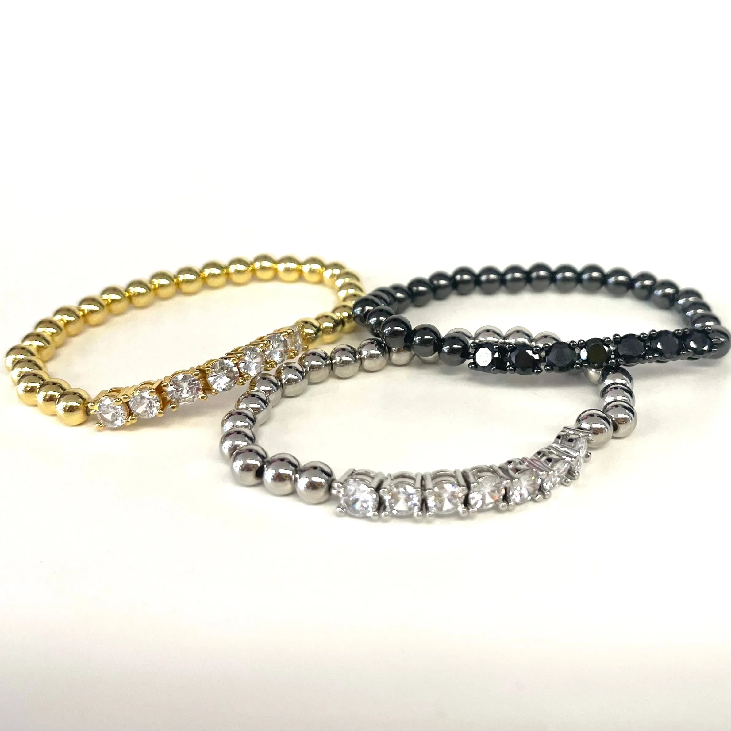 6 MM Beaded Stretch CZ Bracelet