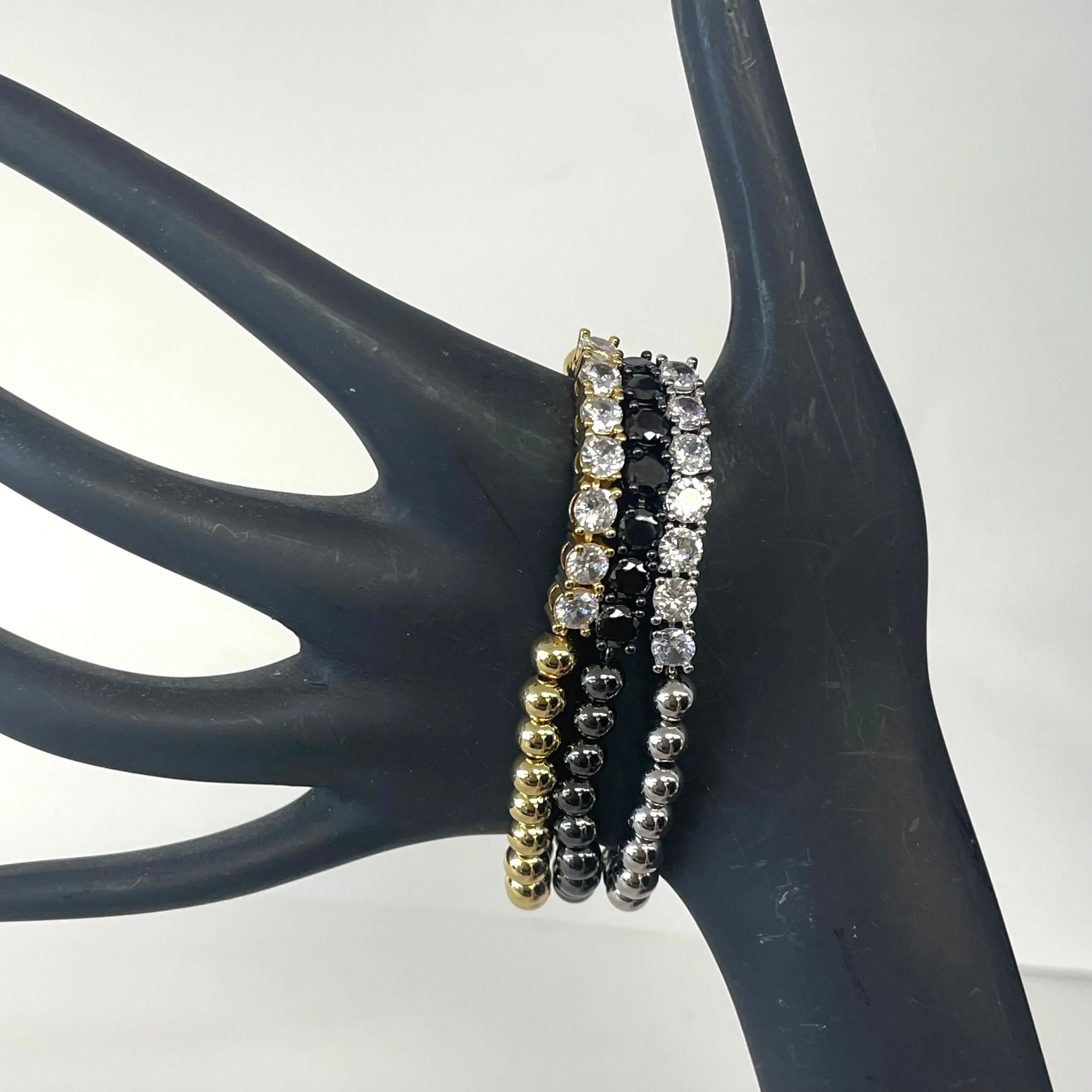 6 MM Beaded Stretch CZ Bracelet