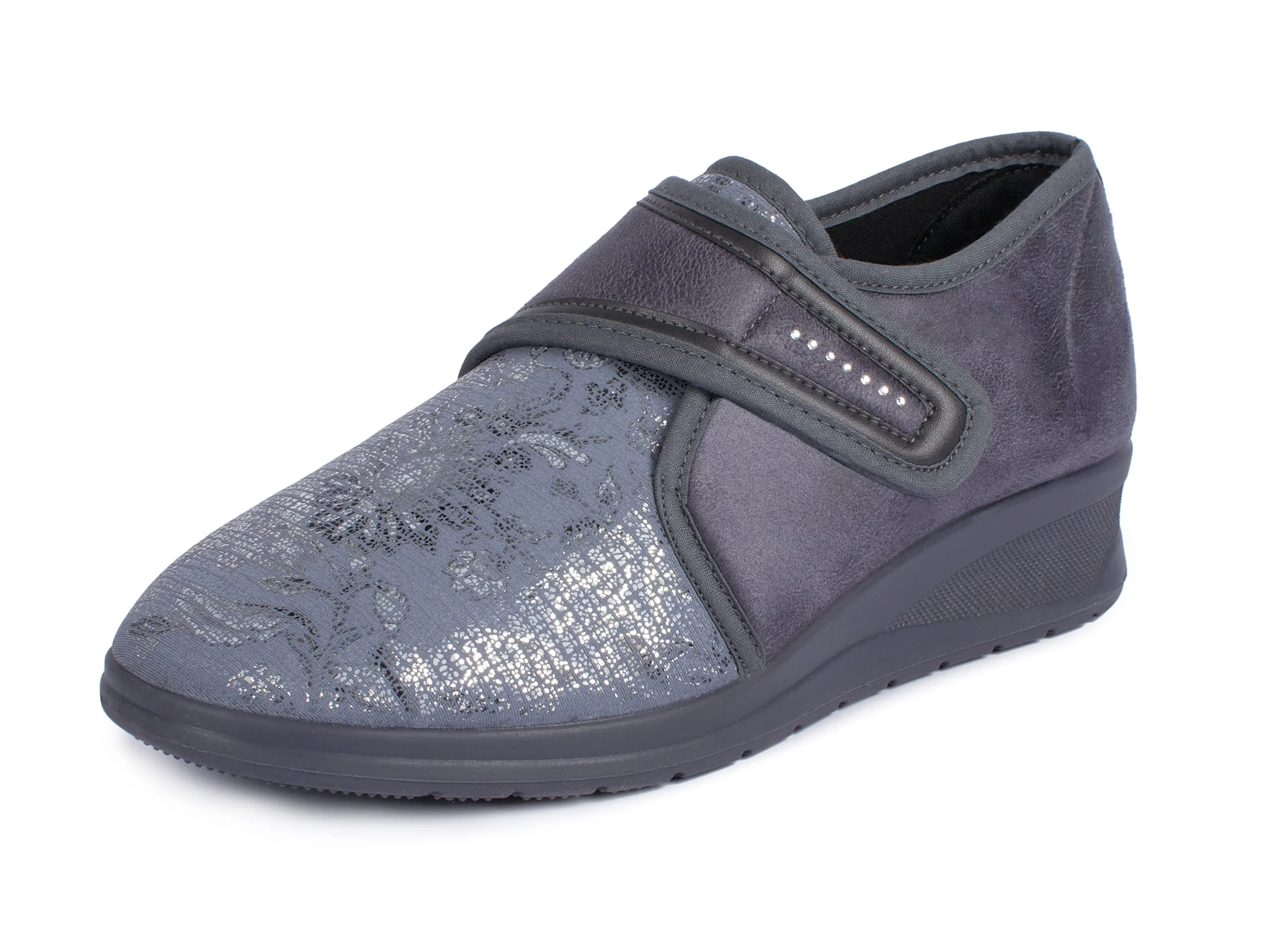 Aerosoft Women's Velcro Stretch Sneaker 19 Wide G-H with Removable Insole, Slip-Resistant