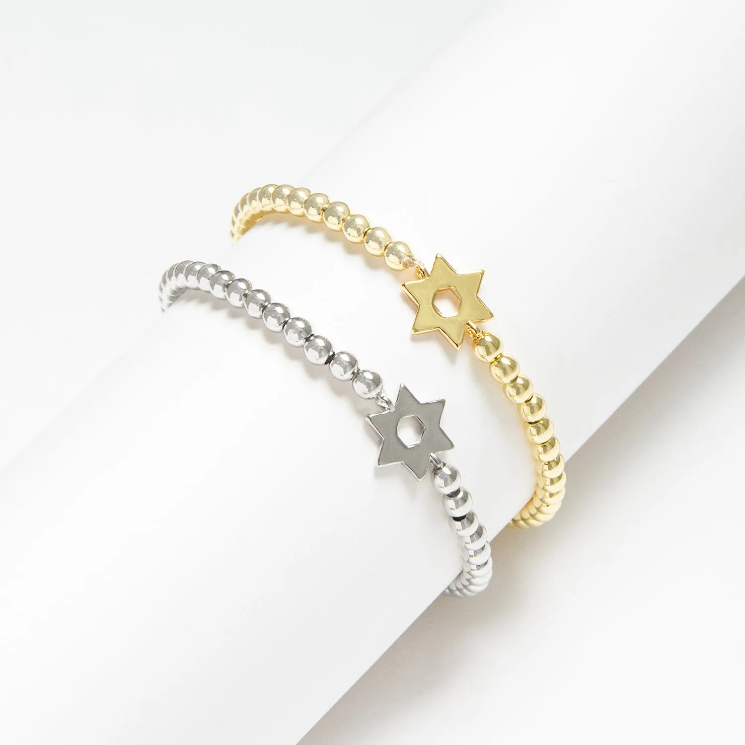 brass ball bracelet with plain Star of David charm