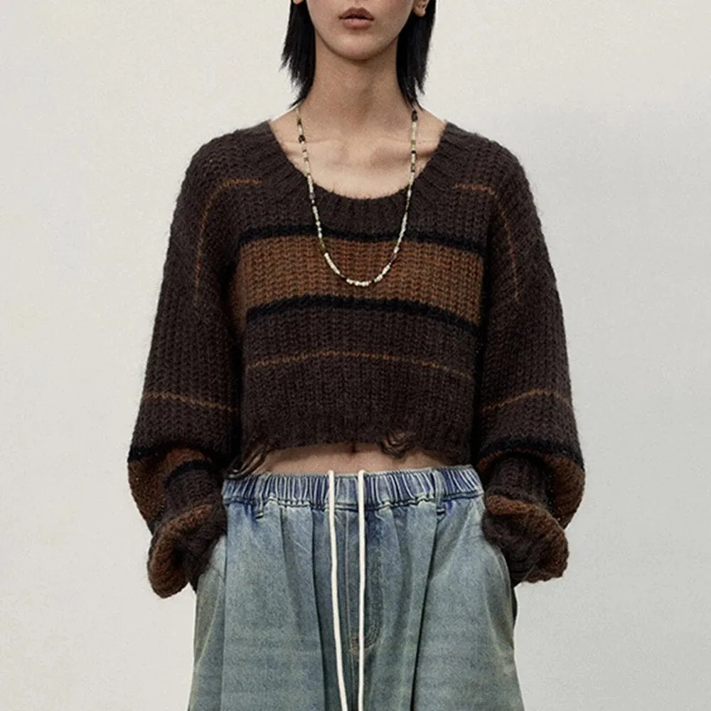 Colorblock Striped Casual Pullover Knitting Sweaters For Women Round Neck Long Sleeve Loose Sweater Female Fashion