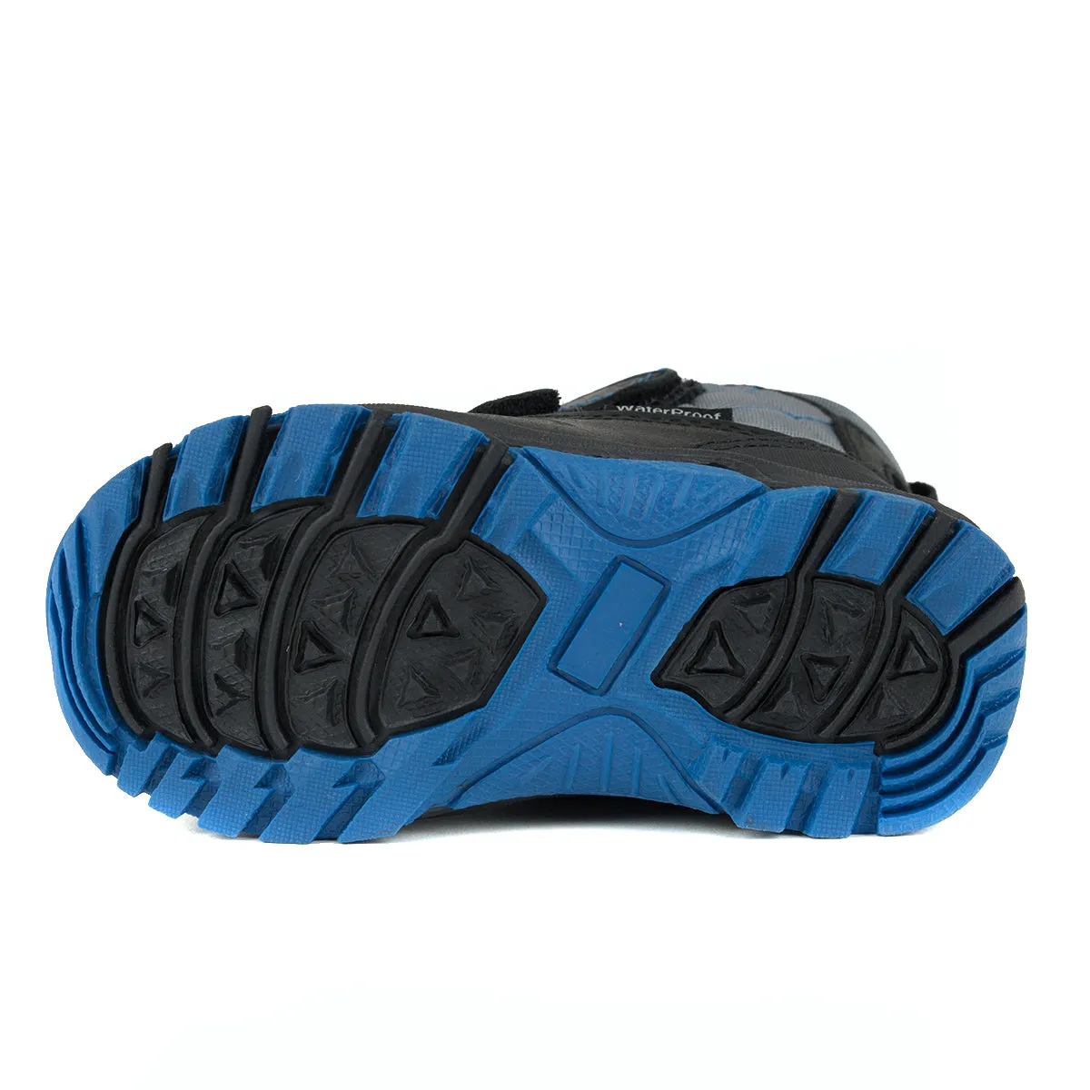D.D. Step little kid boy winter boots with fleece insulation royal blue plaid pattern size US 8-11.5