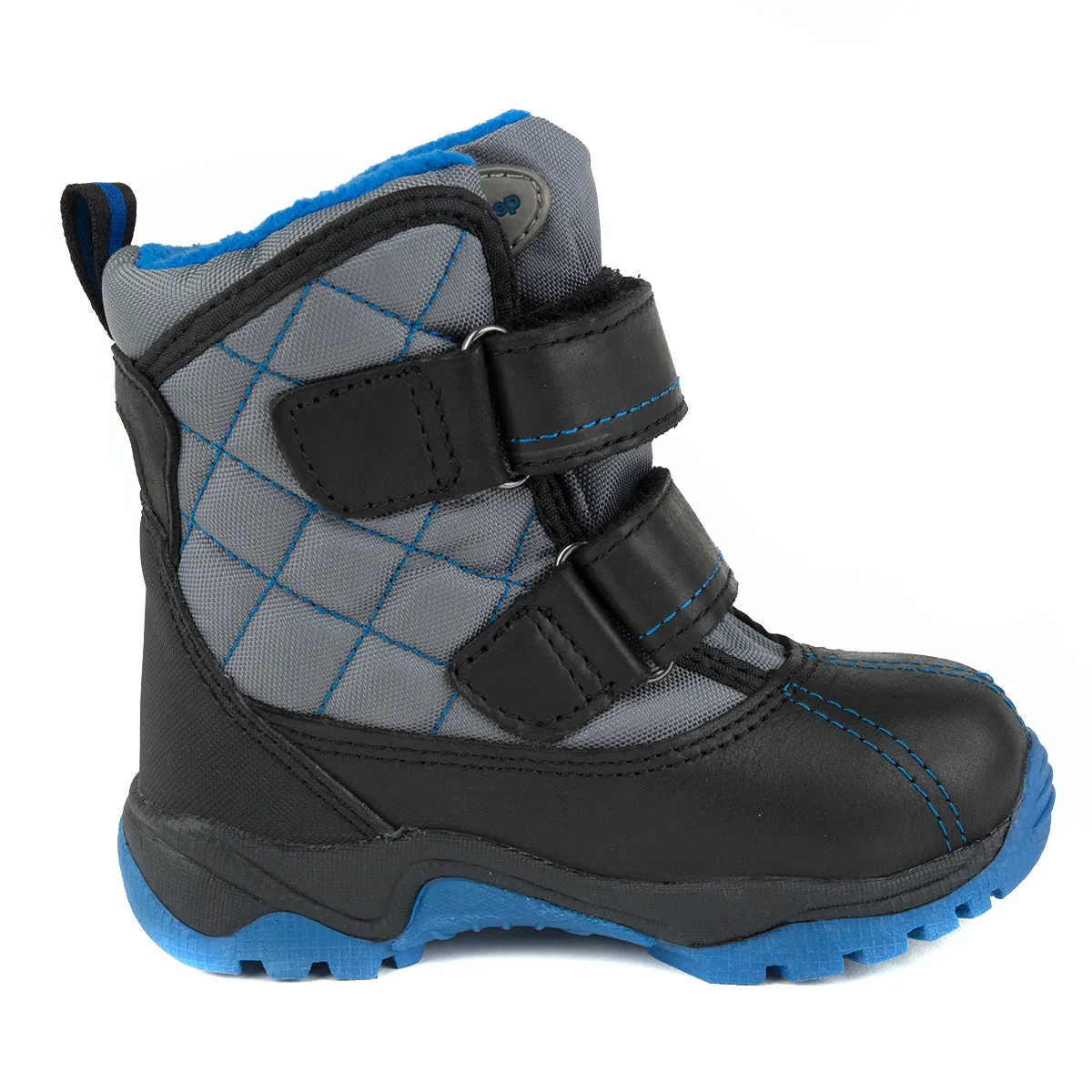 D.D. Step little kid boy winter boots with fleece insulation royal blue plaid pattern size US 8-11.5
