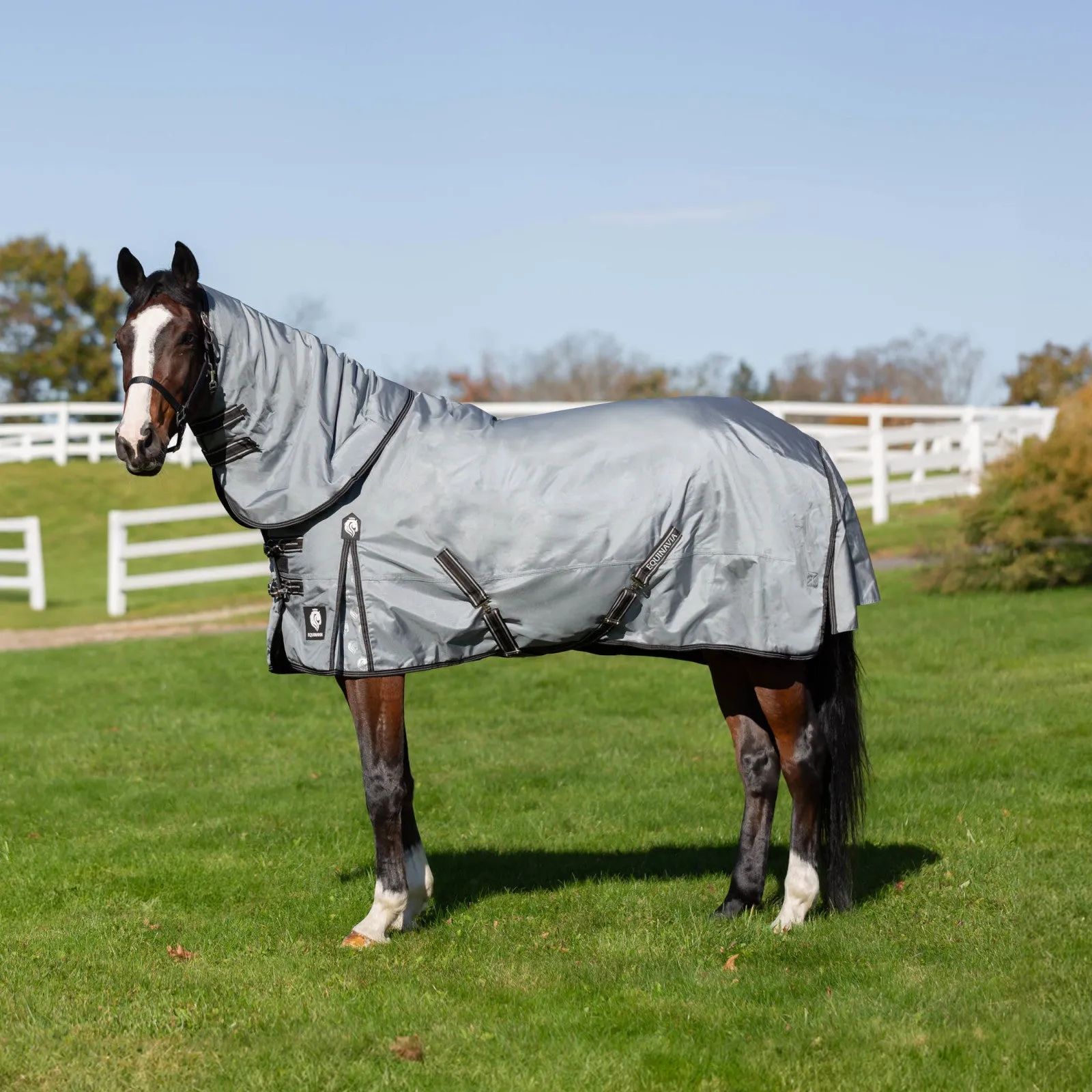 Equinavia Thunder 360 Detachable Neck Heavy Weight Turnout Blanket 300g - Pewter Gray E24013