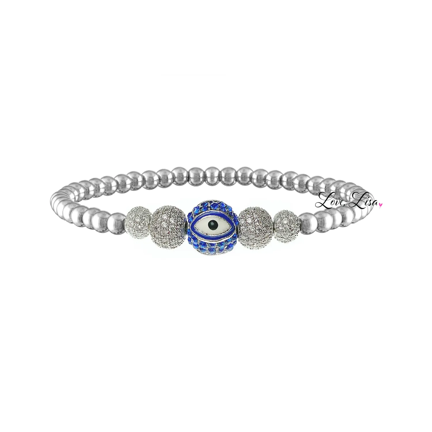 Evil Eye Beaded Stretch Bracelet