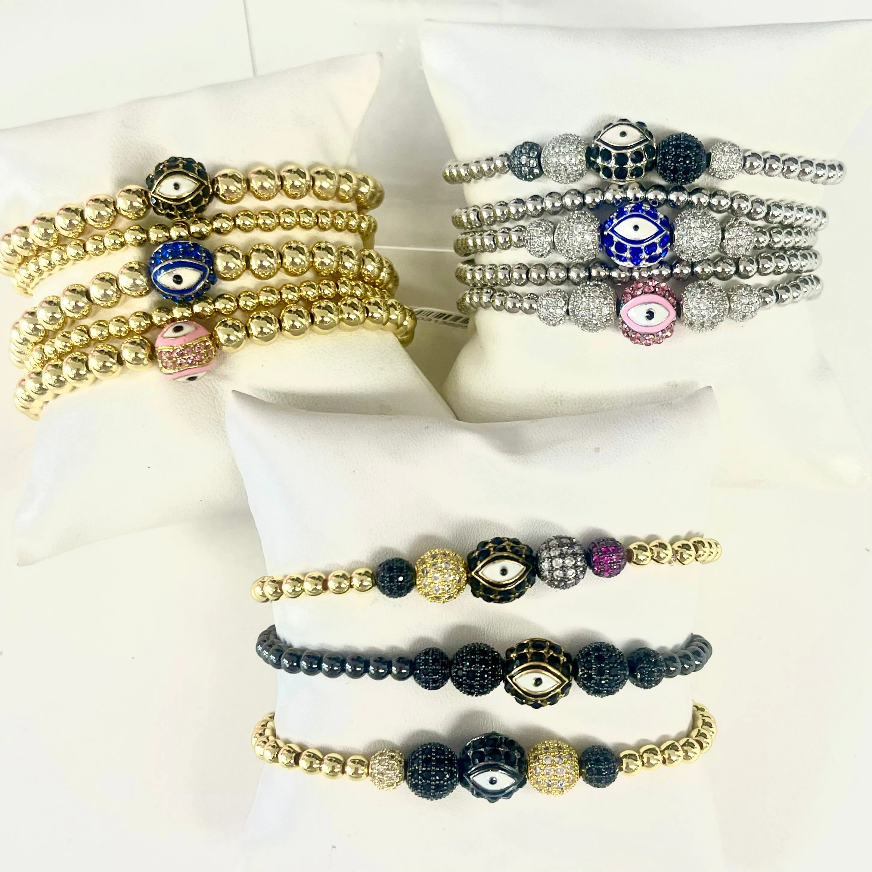Evil Eye Beaded Stretch Bracelet