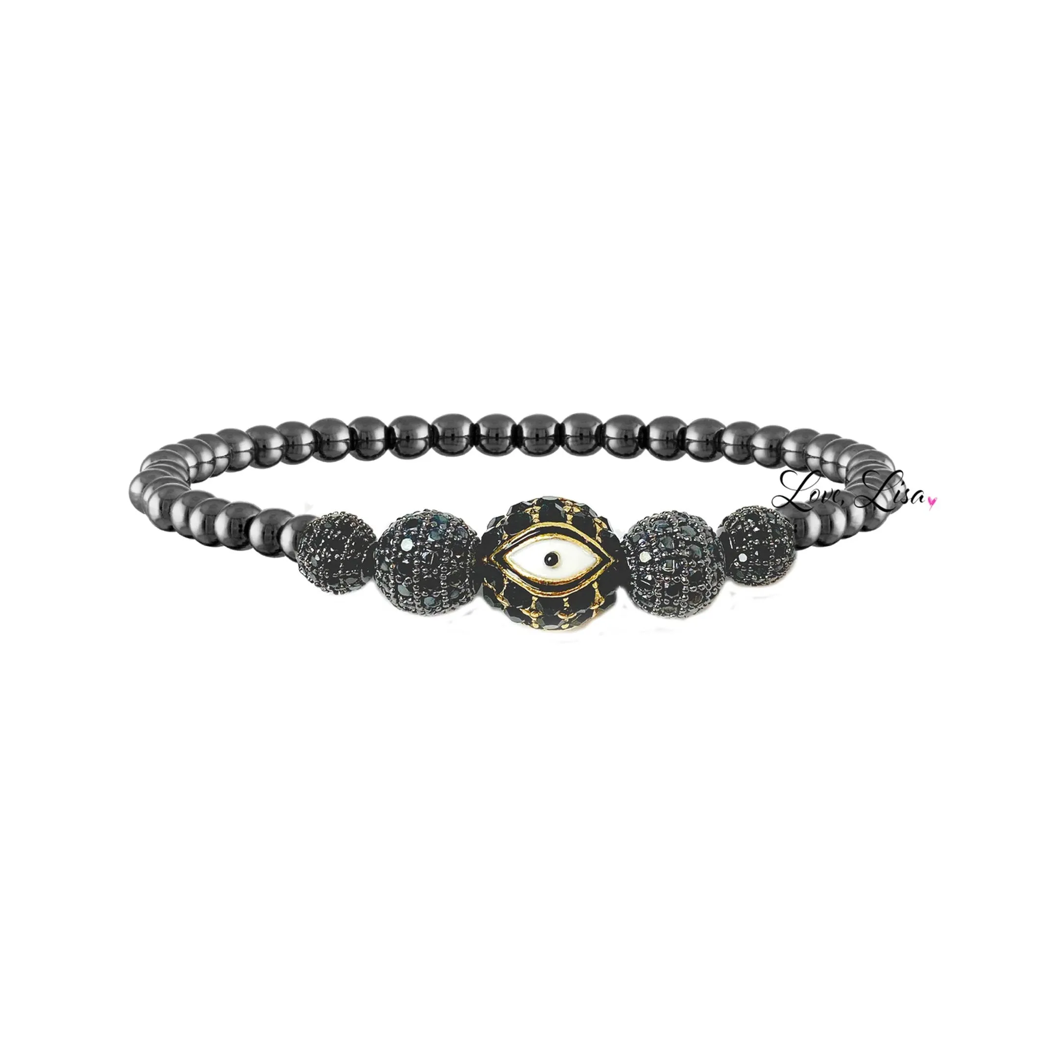 Evil Eye Beaded Stretch Bracelet