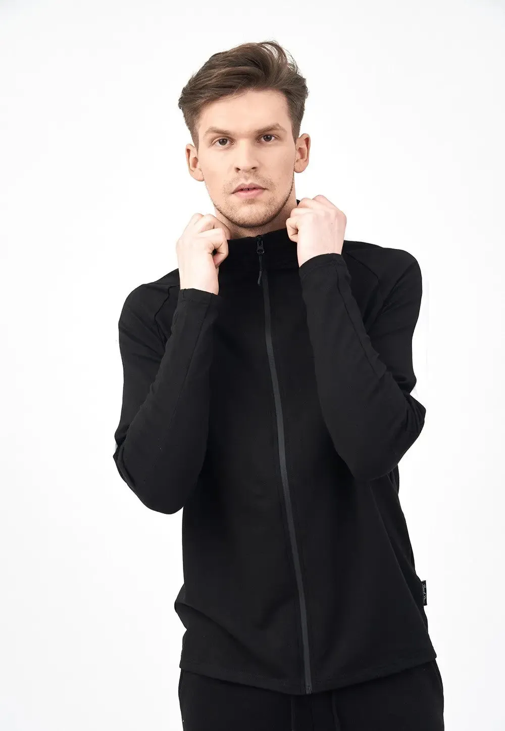 Full Zippered Mock Neck Jacket for Men