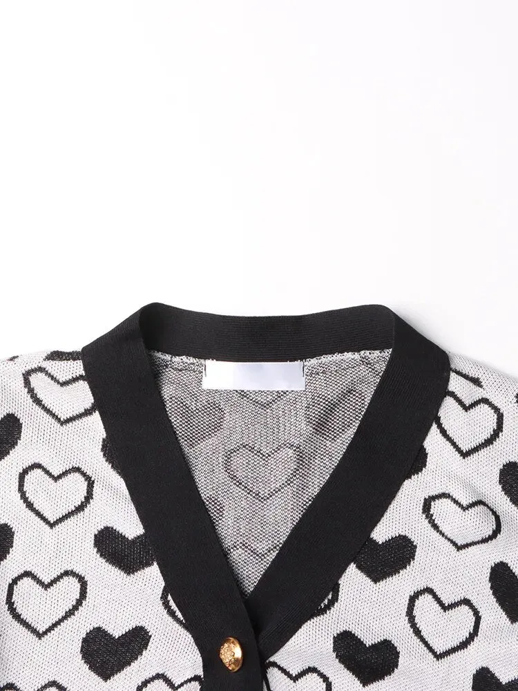 Hit Color Patchwork Single Breasted Sweaters For Women V Neck Long Sleeve Knitting Loose Sweater Female Fashion