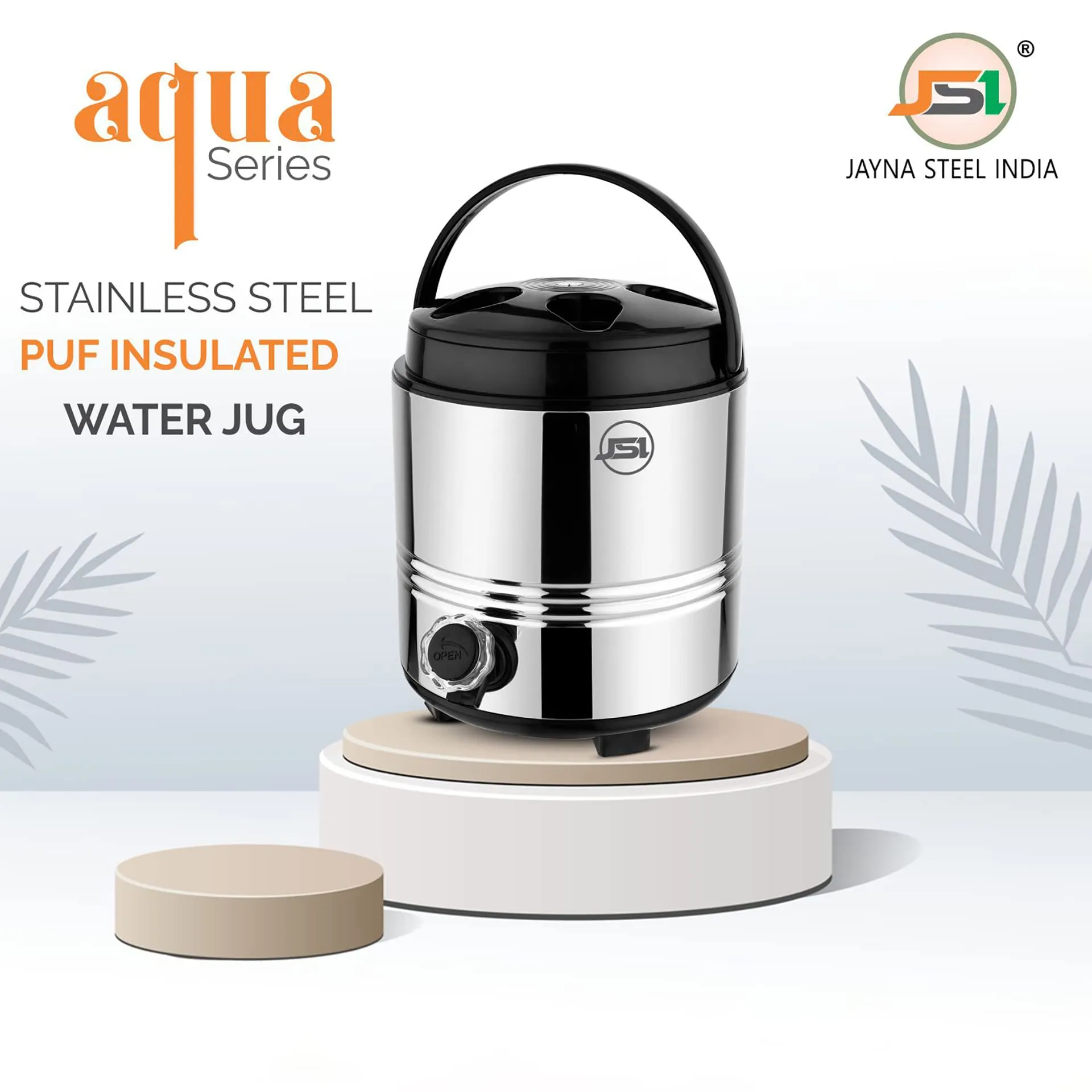 JSI Hot and Cold PUF Insulated Water Containers for Home Kitchen Office I Stainless Steel Water Jug 5 Liter, Silver I Easy to Carry Handle I Durable & Sturdy Base I 100% Food Safe Steel Water/Tea Pot