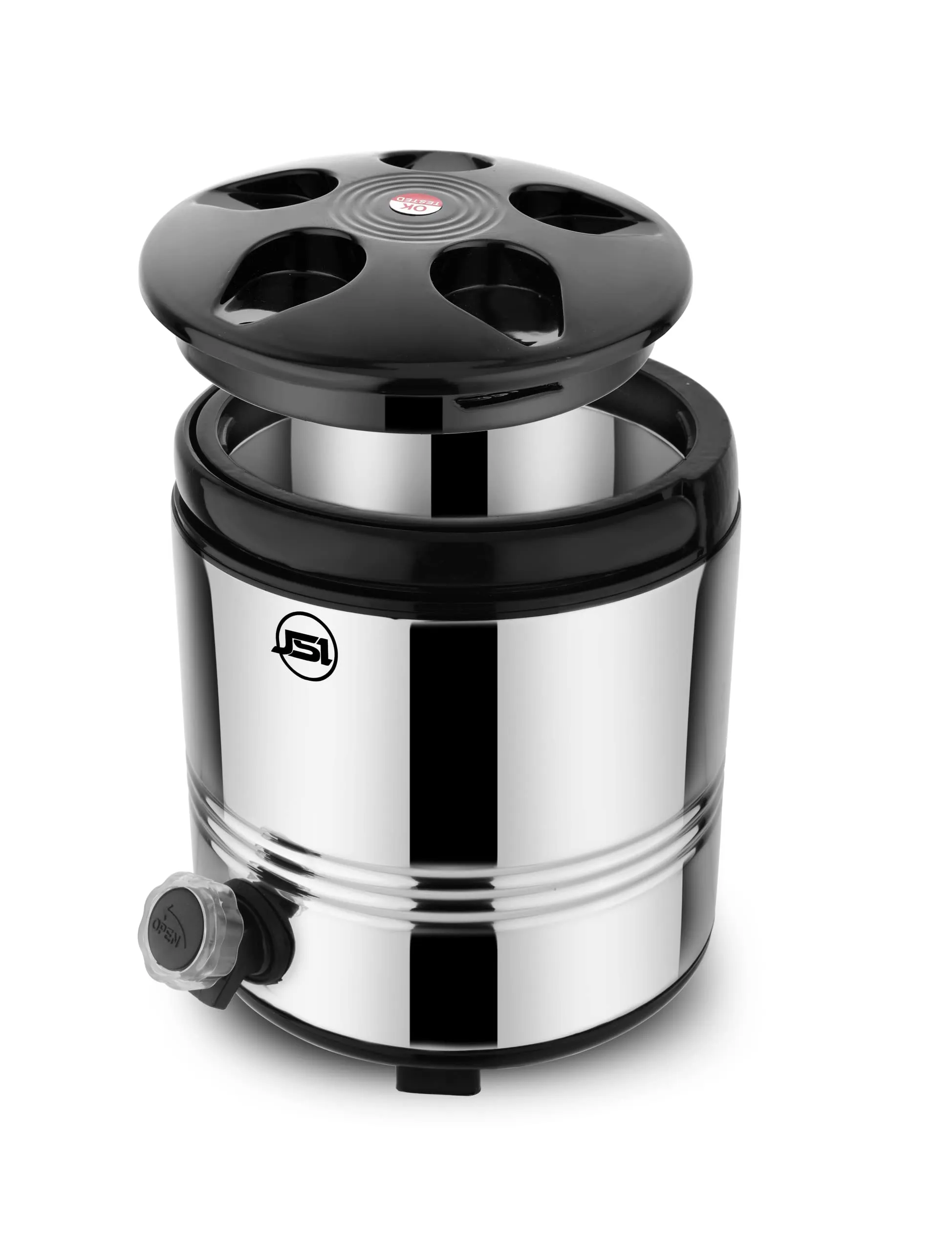 JSI Hot and Cold PUF Insulated Water Containers for Home Kitchen Office I Stainless Steel Water Jug 5 Liter, Silver I Easy to Carry Handle I Durable & Sturdy Base I 100% Food Safe Steel Water/Tea Pot