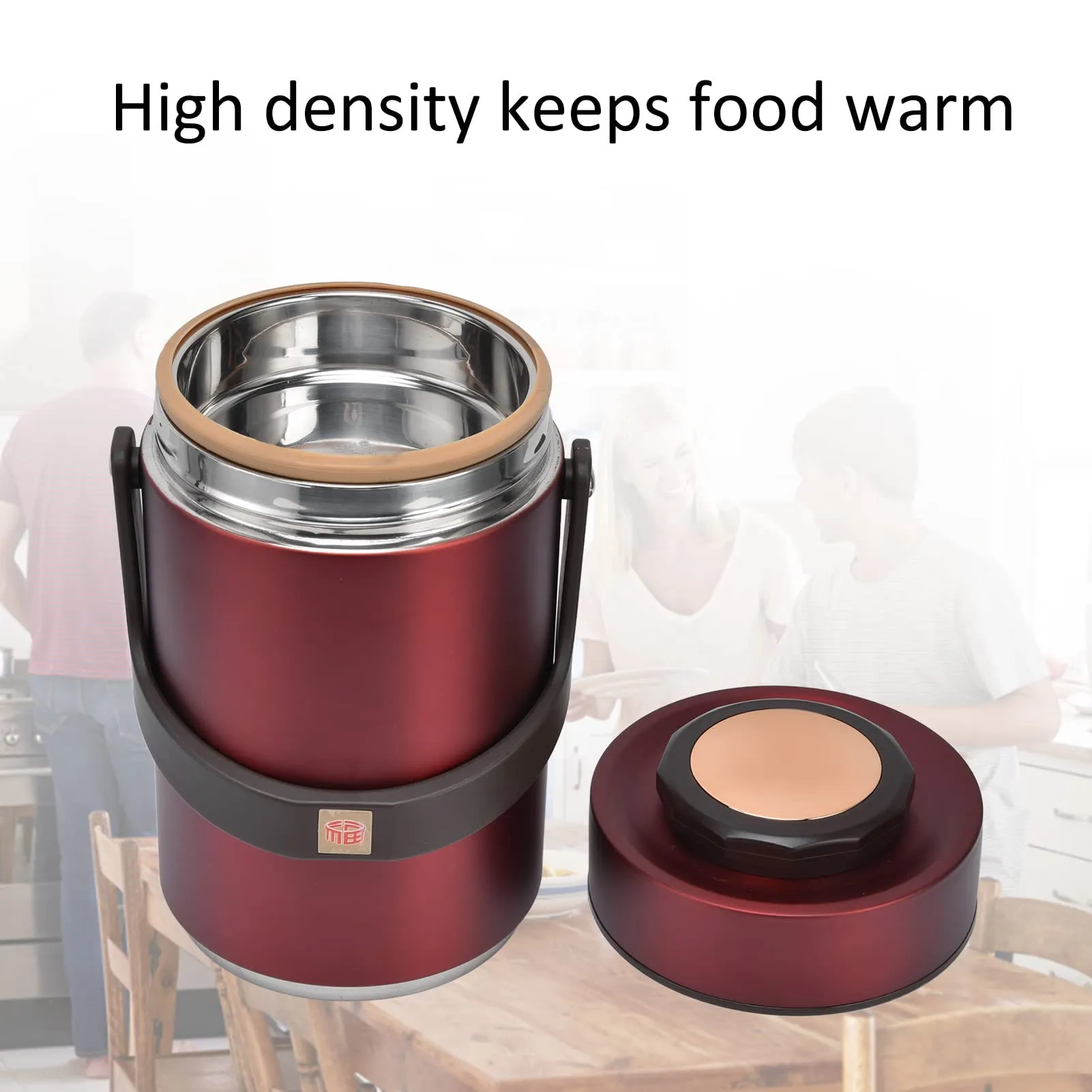 Layered Lunch Containers, Deep and Shallow Styles Insulated Lunch Containers 304 Stainless Steel Material for Work for Red
