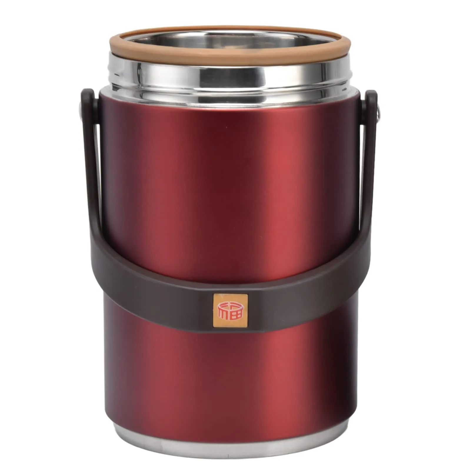 Layered Lunch Containers, Deep and Shallow Styles Insulated Lunch Containers 304 Stainless Steel Material for Work for Red