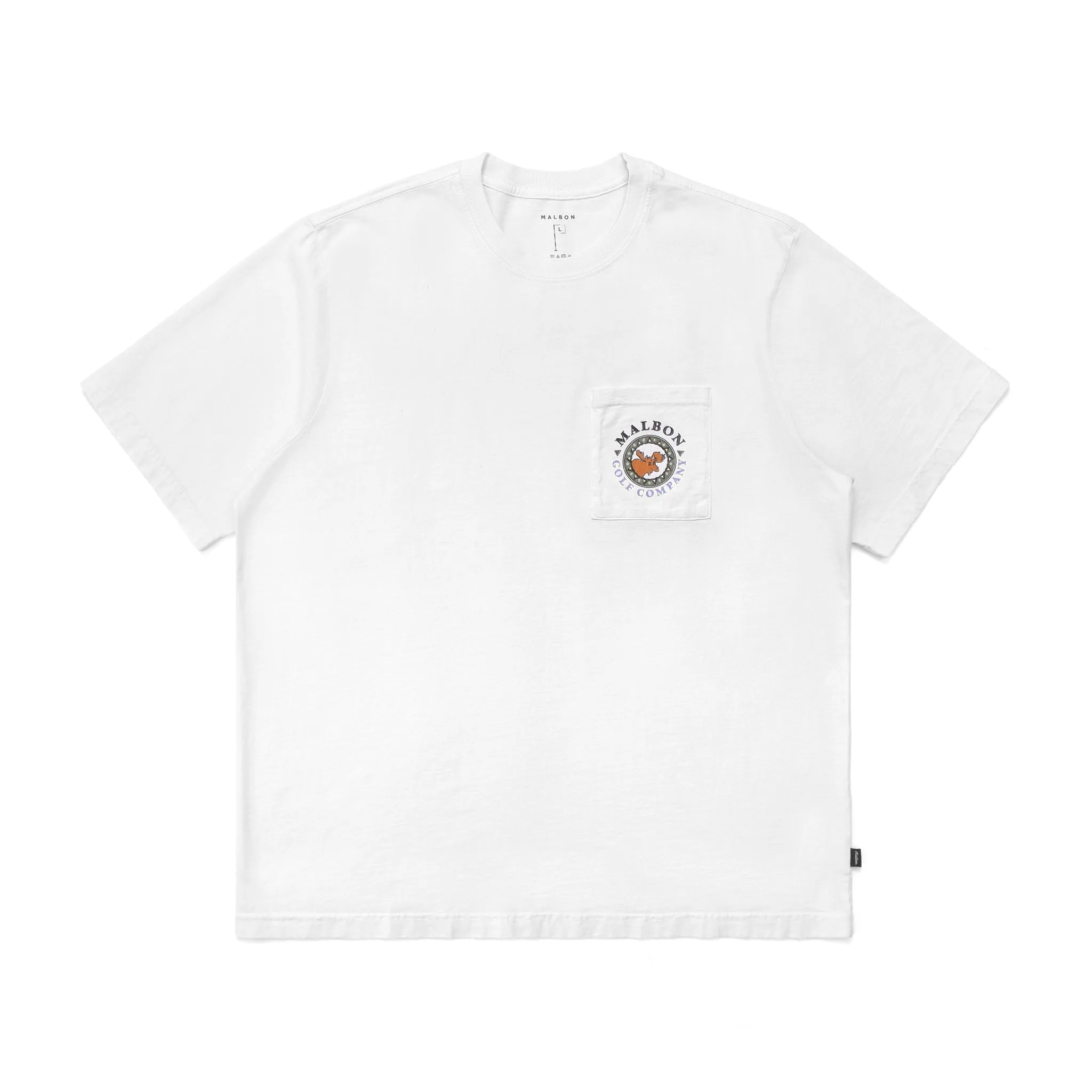 Malbon Golf Moose SS Pocket Tee - WHITE