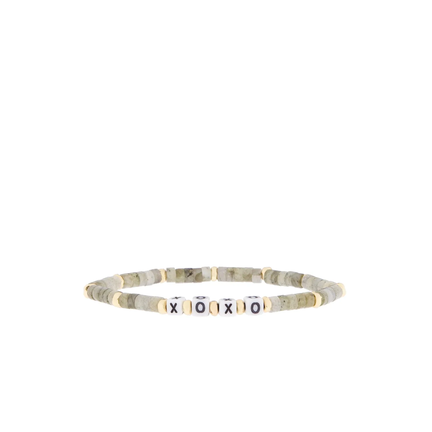 natural stone beaded XOXO stretch bracelet