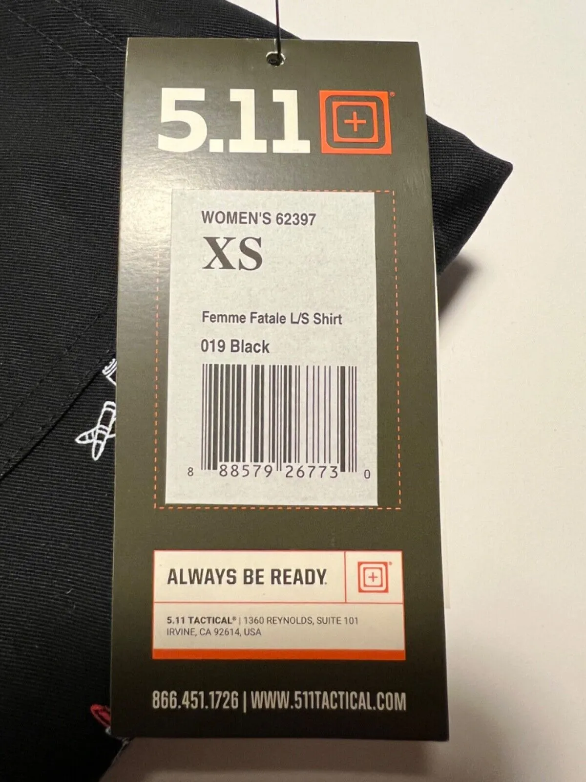 NEW 5.11 Tactical Women’s XS Femme Fatale Long Sleeve Shirt, Style 62397 Msrp$75
