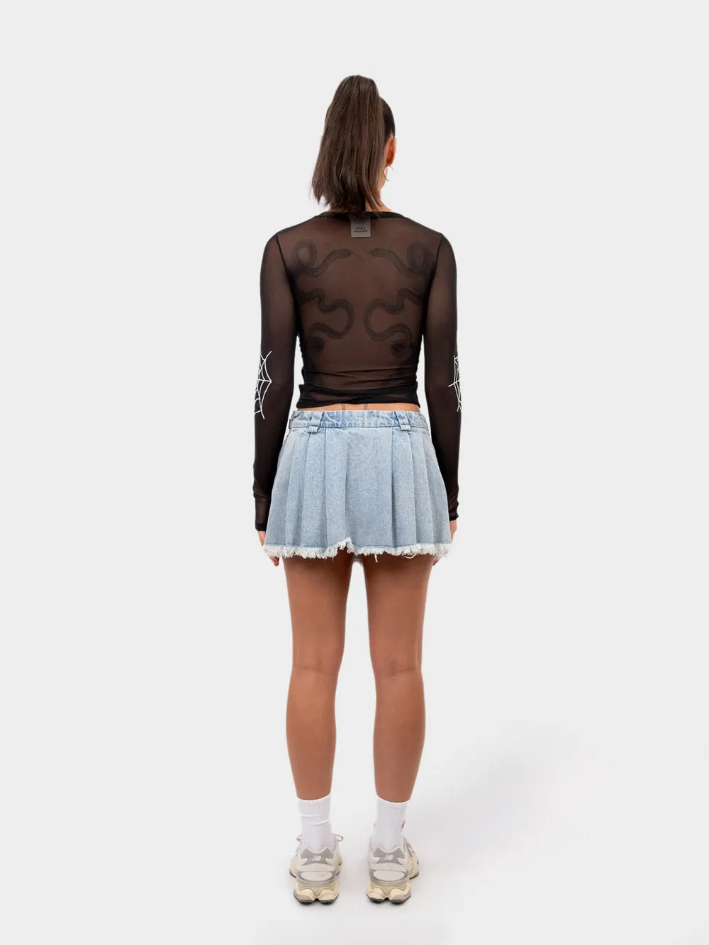 Spider Mesh Longsleeve Top - Black