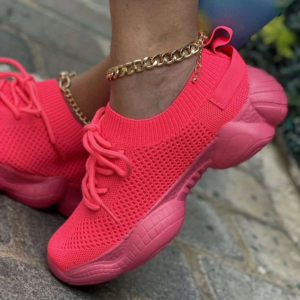 Stylish Lightweight Easy Walkers Soft Sole Woven Mesh Sneakers