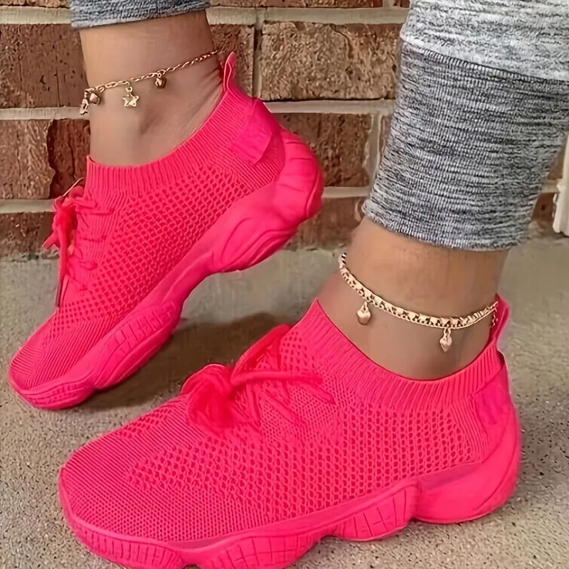 Stylish Lightweight Easy Walkers Soft Sole Woven Mesh Sneakers
