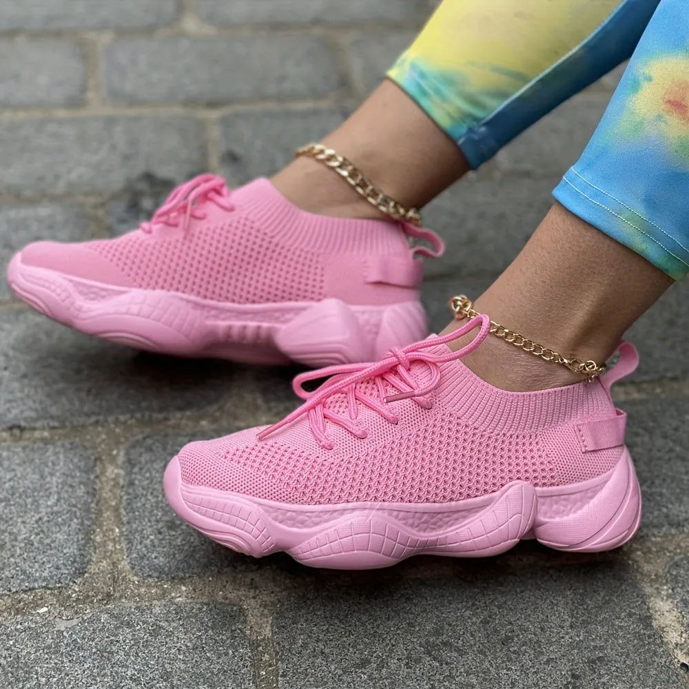 Stylish Lightweight Easy Walkers Soft Sole Woven Mesh Sneakers