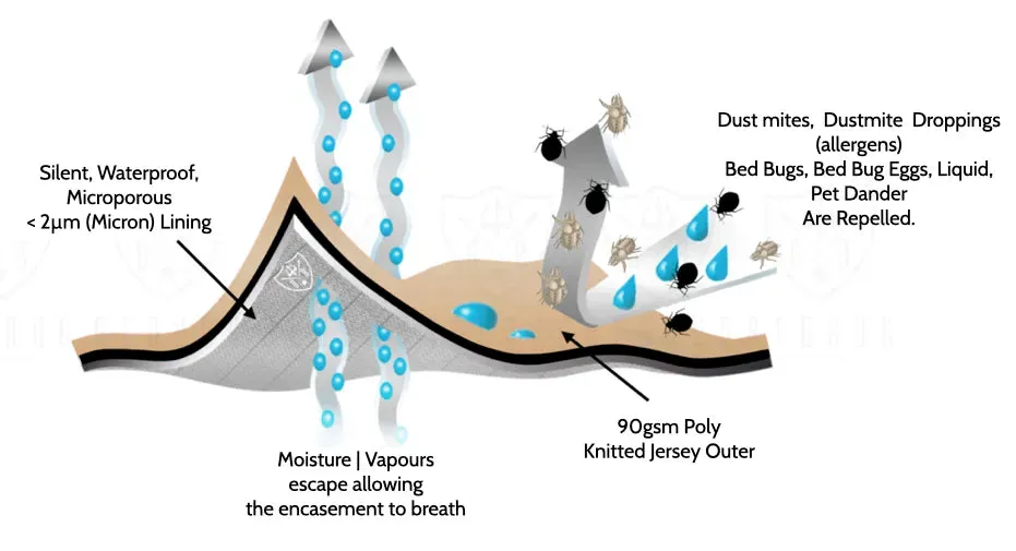 Waterproof Dust Mite Allergy Pillow Protector I King