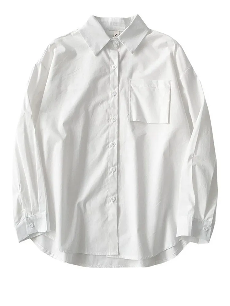 White Women School Shirts Fashion JK Preppy Style Spring Japan Long Sleeve Girls Black Shirt Harajuku Button Up Ladies Tops